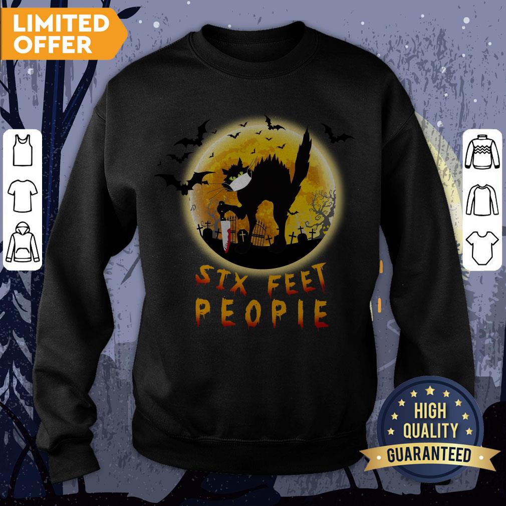 Black Cat Six Feet People Horror Halloween Shirt - Image 4