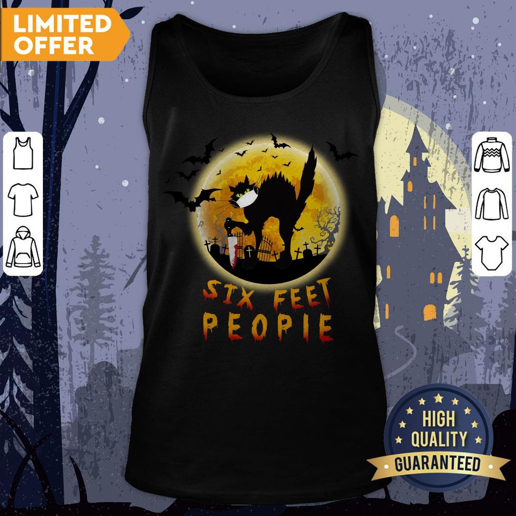Black Cat Six Feet People Horror Halloween Shirt - Image 2