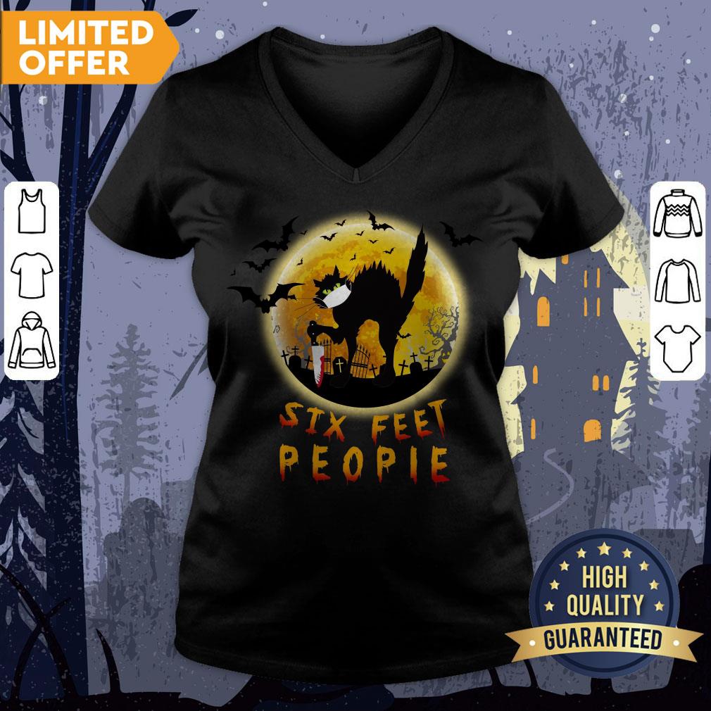 Black Cat Six Feet People Horror Halloween Shirt - Image 3