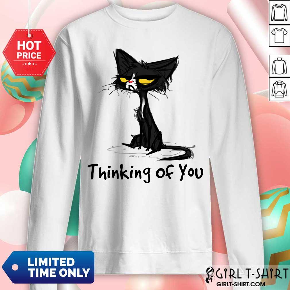 Black Cat Thinking Of You Shirt - Image 5