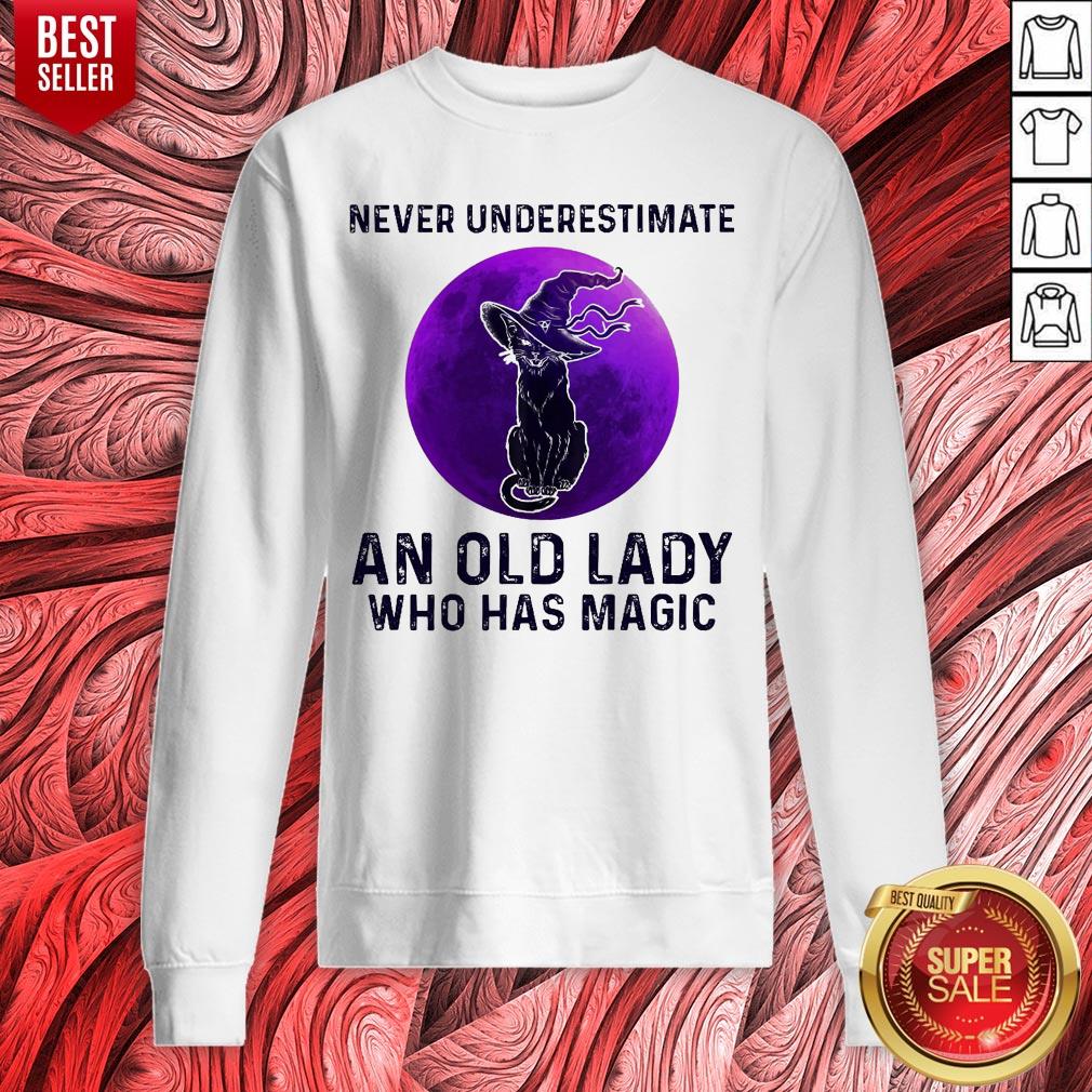 Black Cat Witch Never Underestimate An Old Lady Who Has Magic Halloween Shirt - Image 2