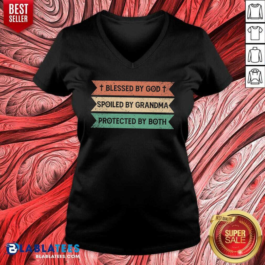Blessed By God Spoiled By Grandma Protected By Both Shirt - Image 2