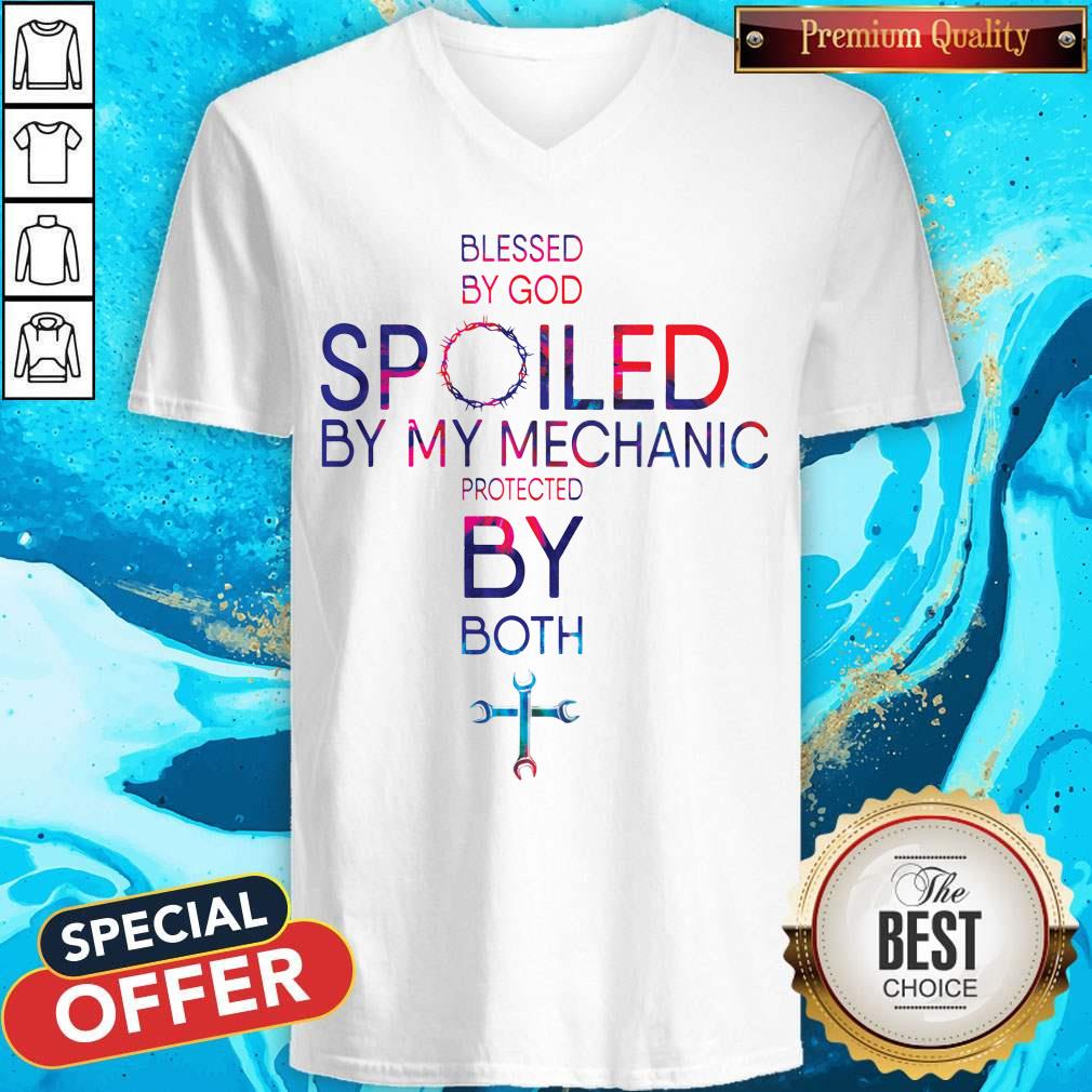 Blessed By God Spoiled By My Mechanic Protected By Both Shirt - Image 2