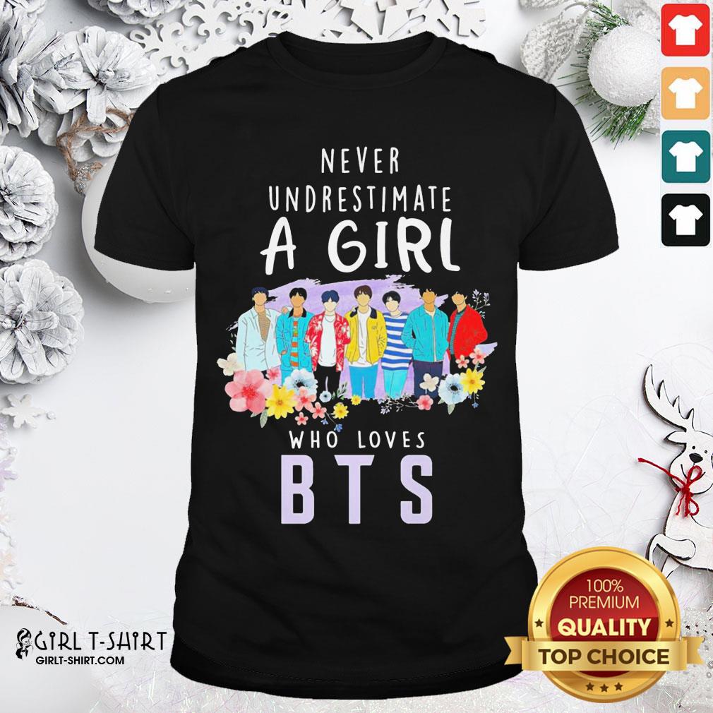 Blue Never Underestimate A Girl Who Loves BTS Shirt