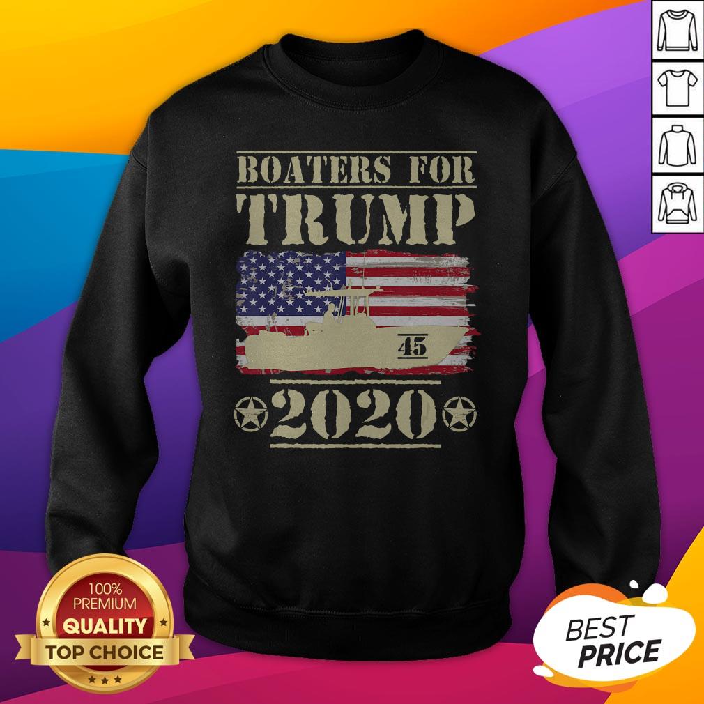 Boaters For Trump 2020 45 Vintage American Flag Boating Shirt - Image 2