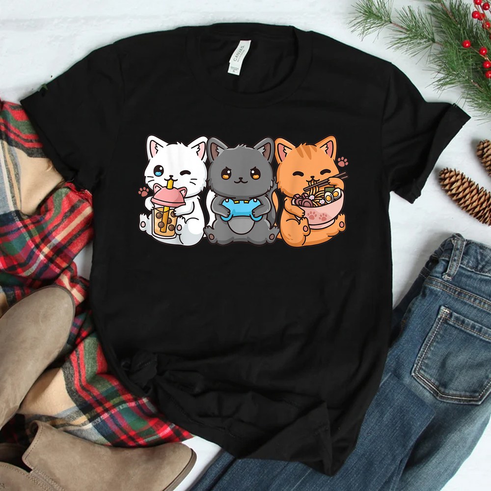 Boba Tea Bubble Tea Gaming Gamer Ramen Cat Shirt