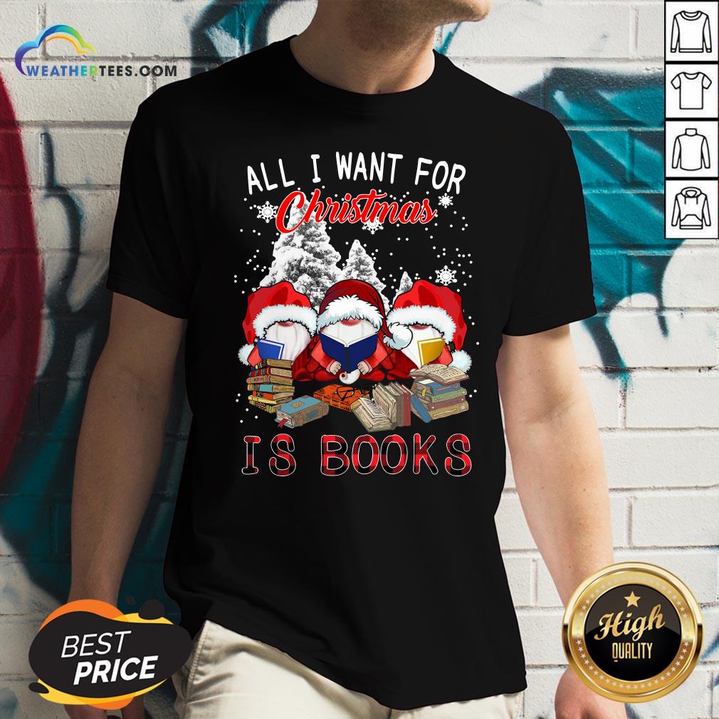 Boom Gnome Read Book All I Want For Christmas Is Books Shirt - Image 2