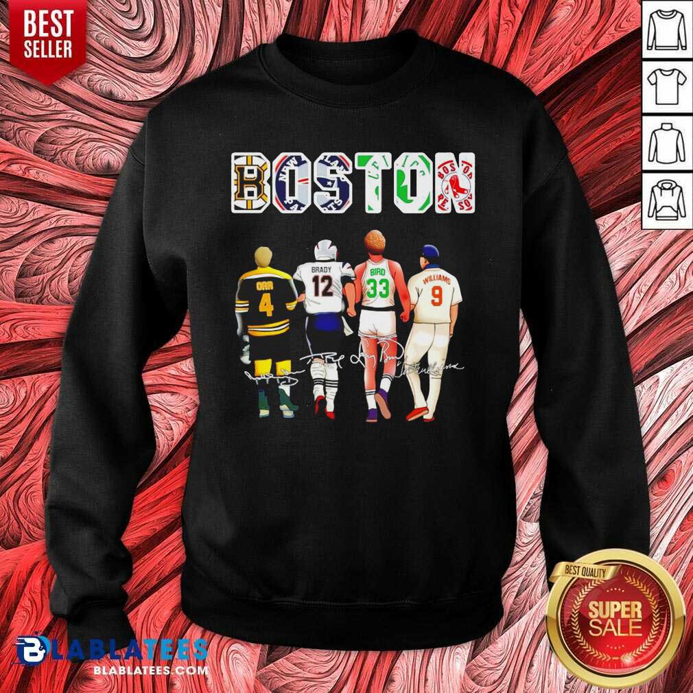 Boston Players Team Orr Brady Bird Williams Signatures Shirt - Image 4
