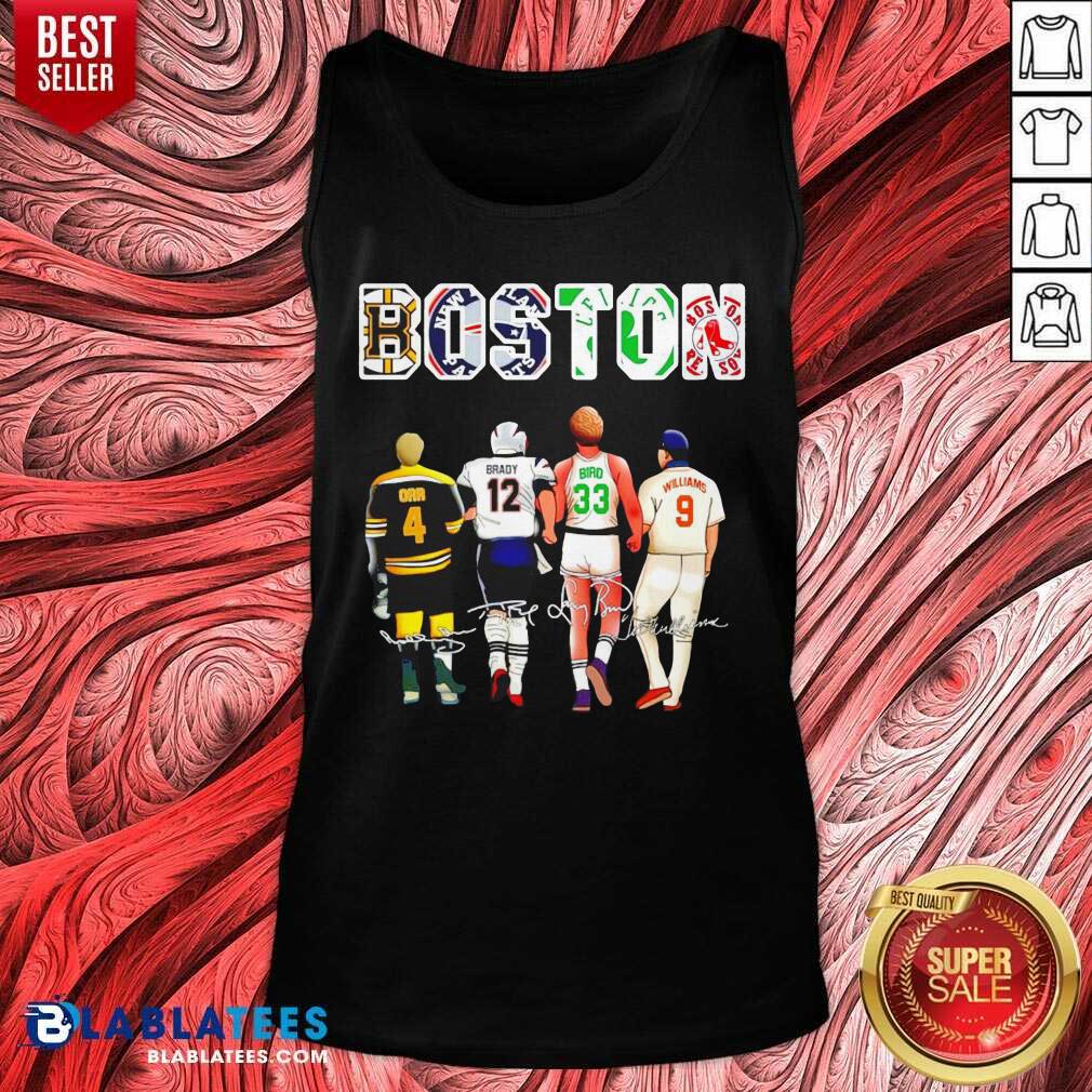 Boston Players Team Orr Brady Bird Williams Signatures Shirt - Image 3