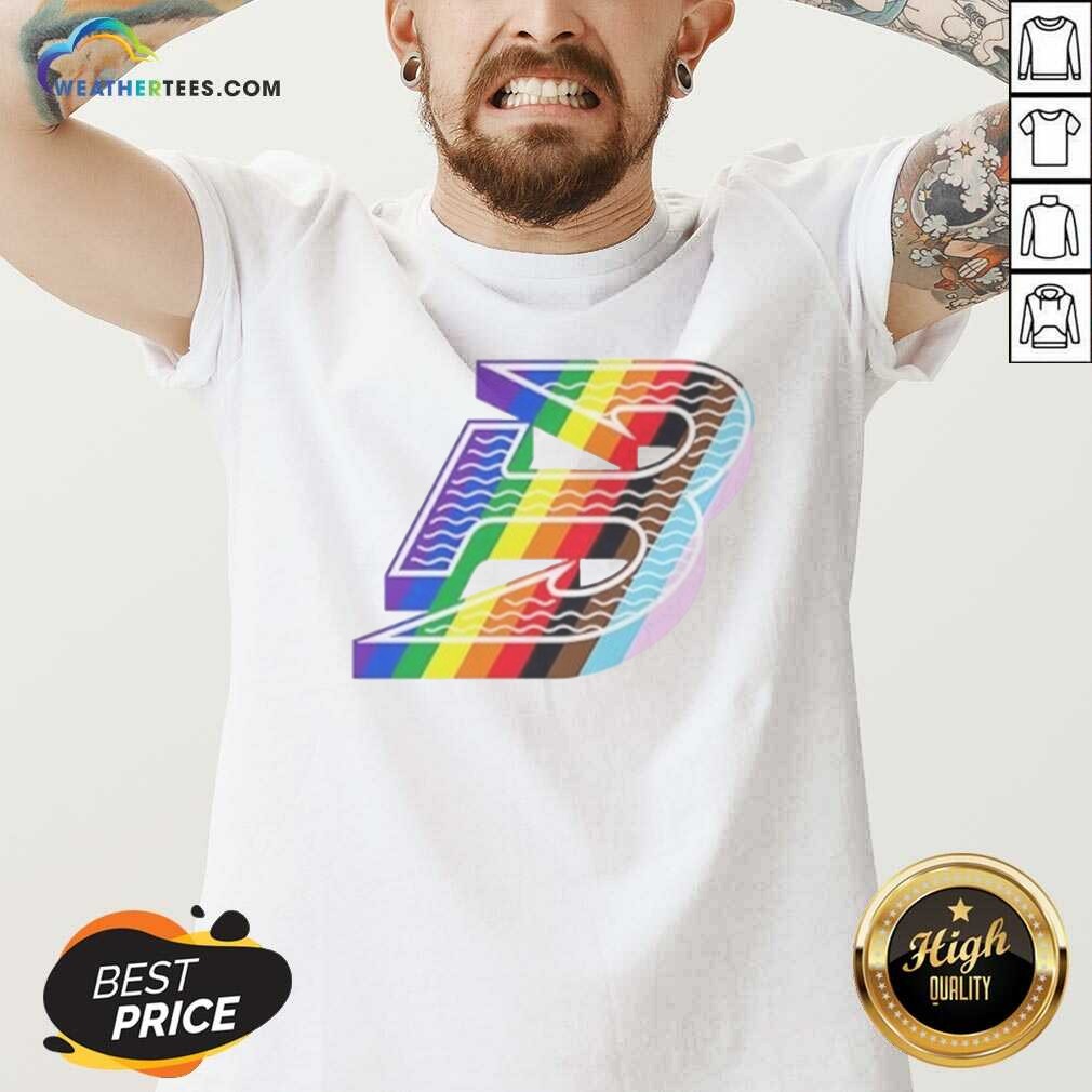 Boston Red Sox Pride Month Logo Alphabet B Rainbow LGBTQ Progress Flag Shirt - Image 2