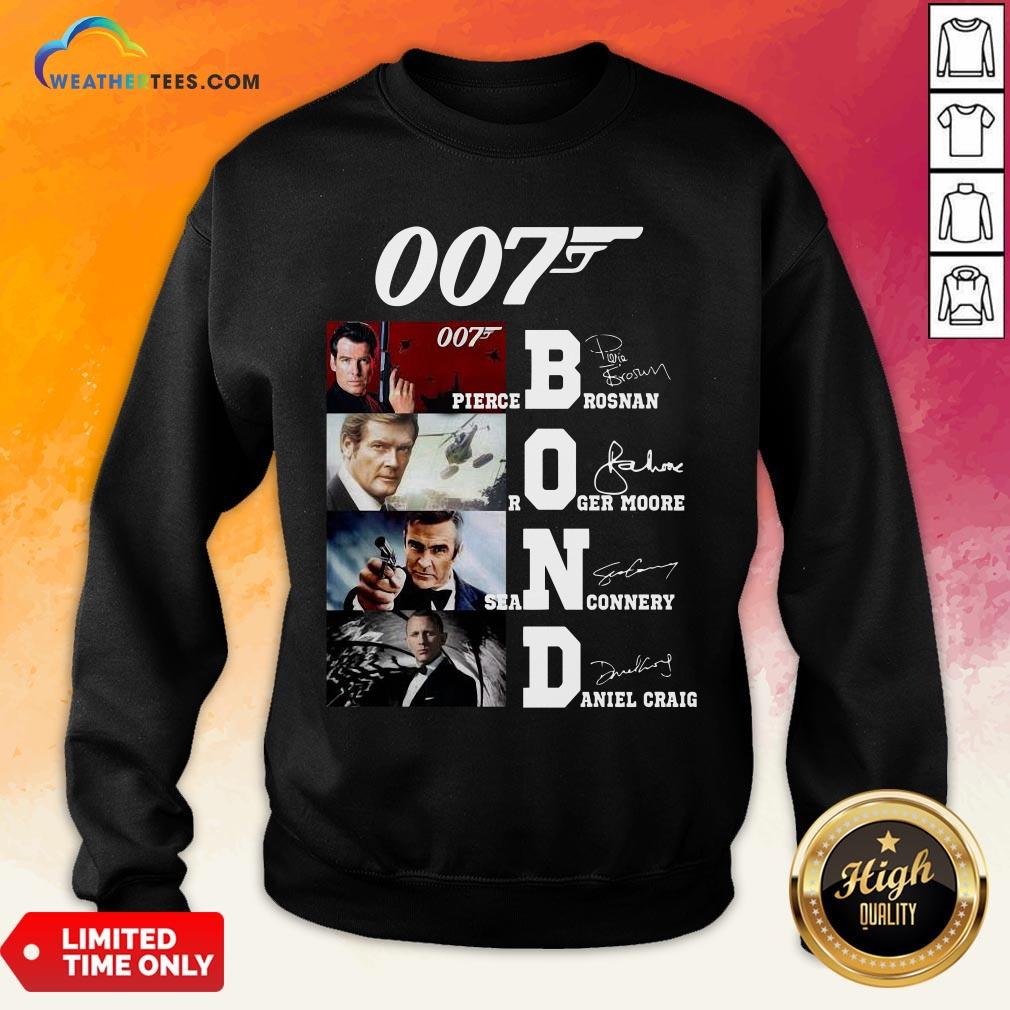 Brown James Bond 007 Pierce Brosnan Roger Moore Sean Connery Daniel Craig Signatures Shirt - Image 4