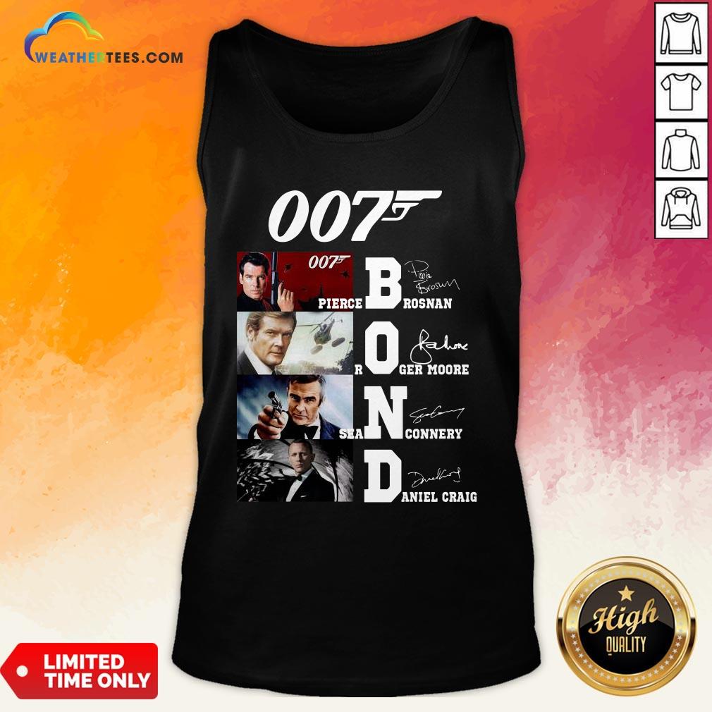 Brown James Bond 007 Pierce Brosnan Roger Moore Sean Connery Daniel Craig Signatures Shirt - Image 3