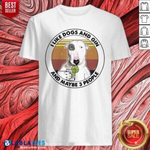 Bull Terrier I Like Dogs And Gin And Maybe 3 People Vintage Shirt