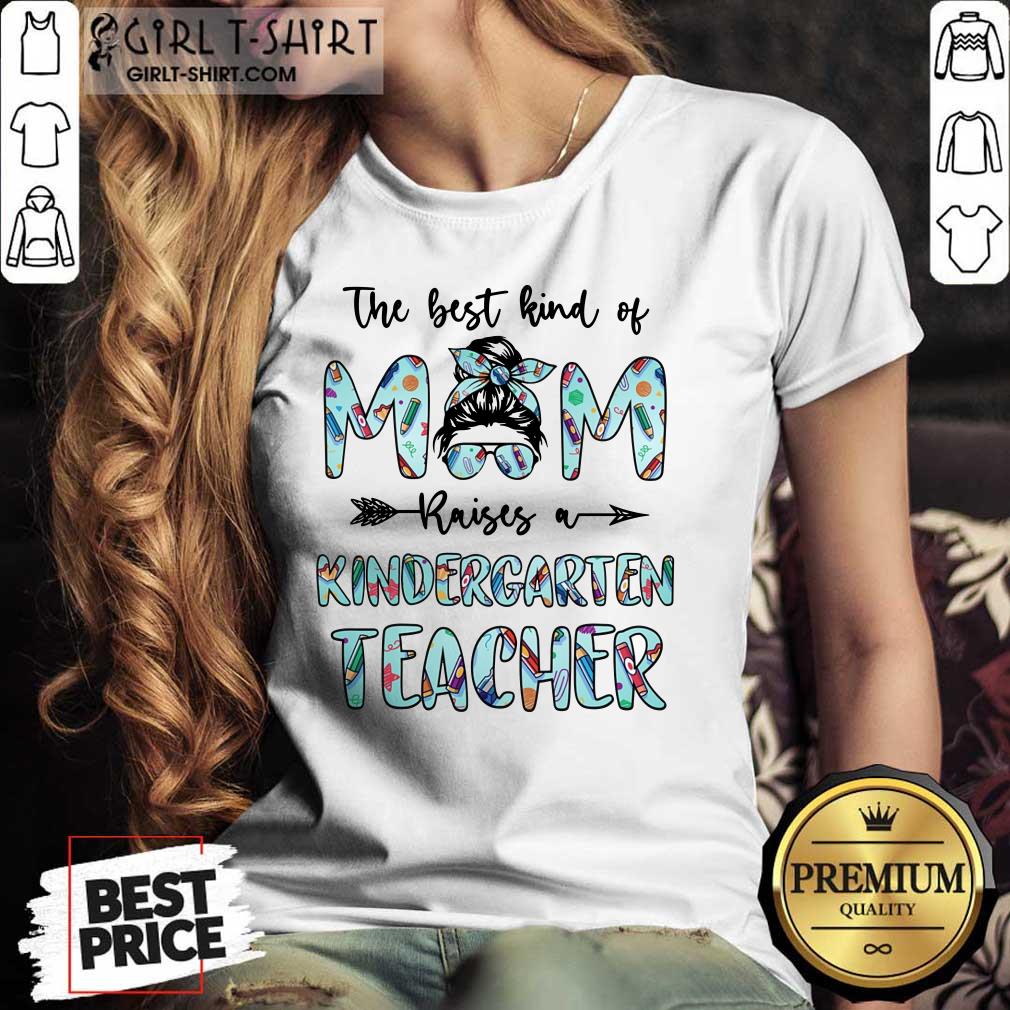 Bun Mom Raises A Kindergarten Teacher Shirt - Image 2