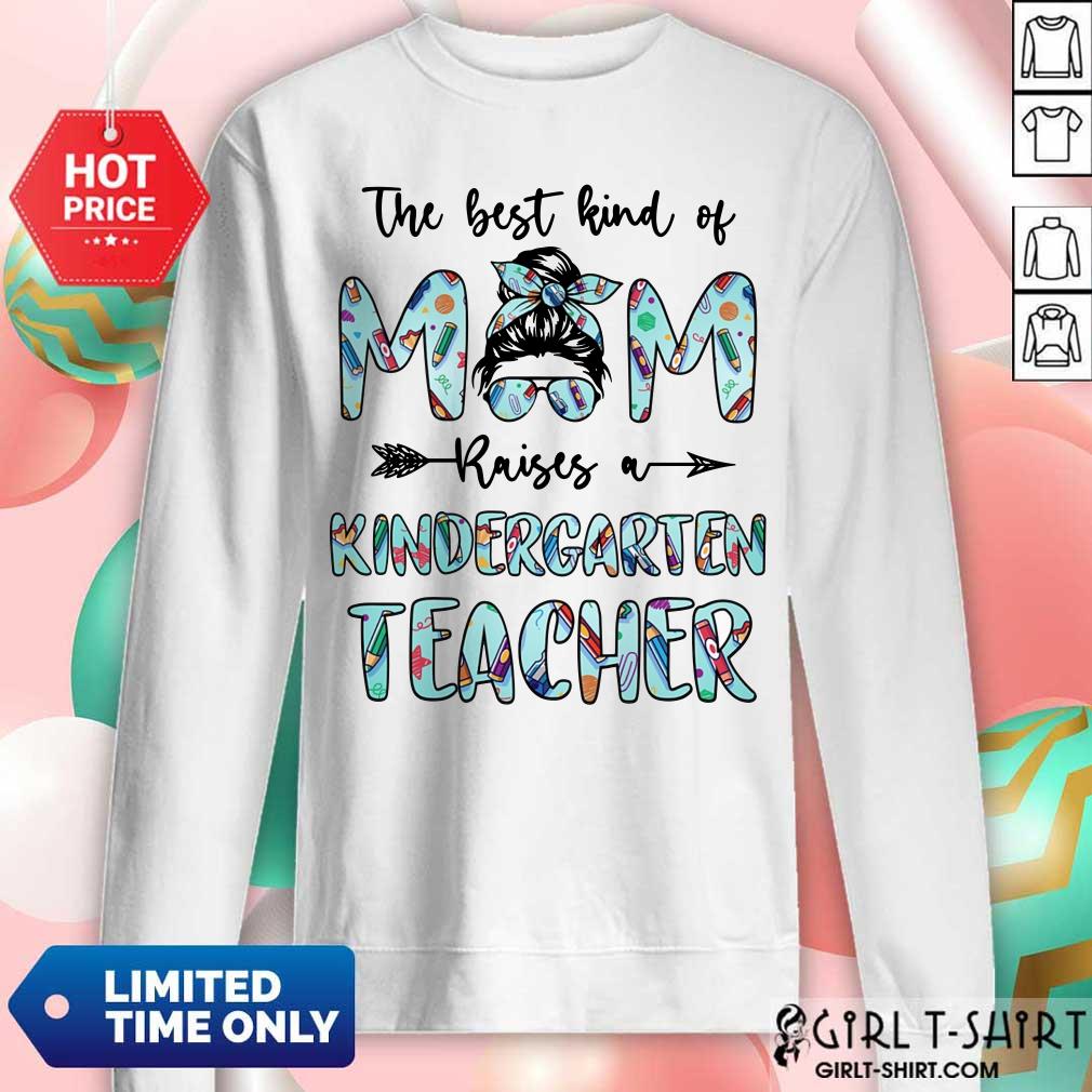 Bun Mom Raises A Kindergarten Teacher Shirt - Image 4