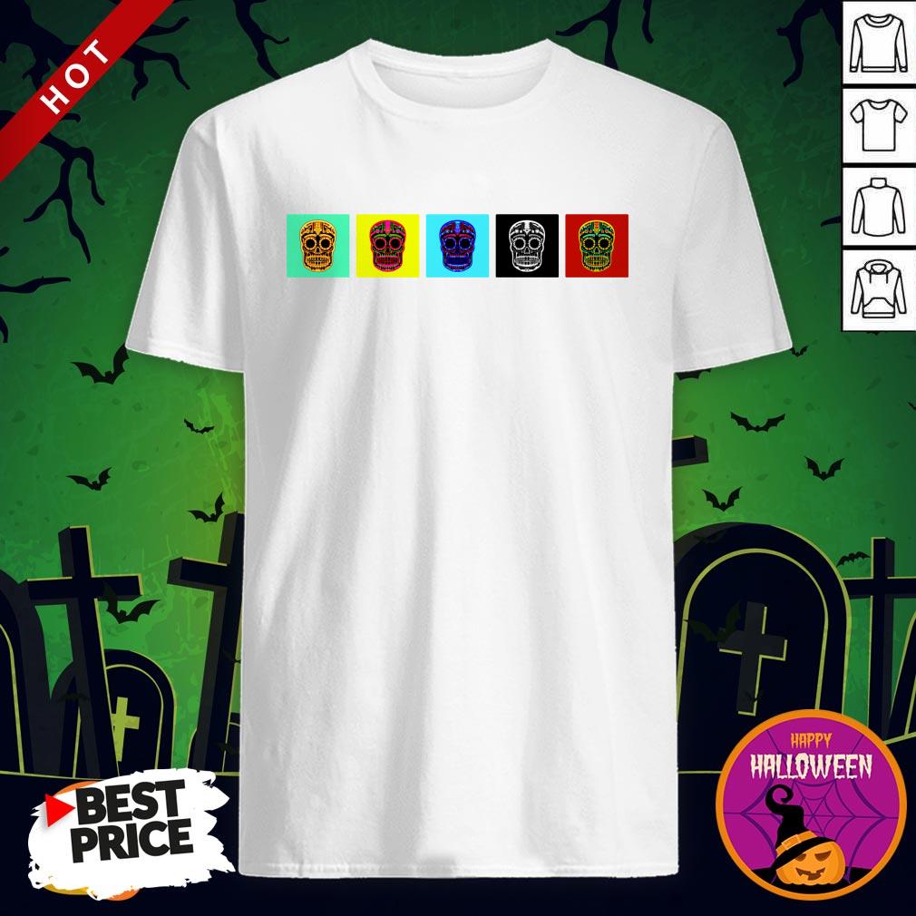 Calavera'S Multi-Color Dia De Los Muertos Day Dead Shirt