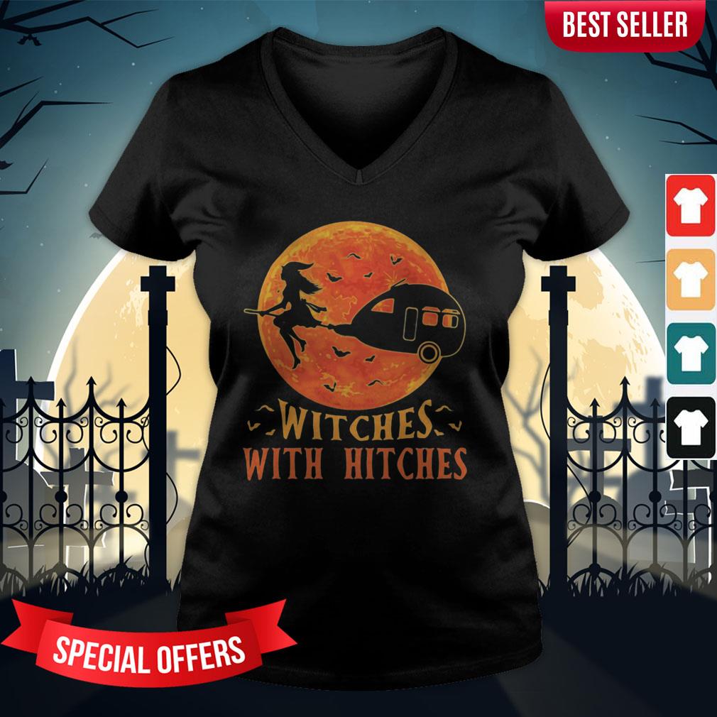 Camping Witches With Hitches Halloween Sunset Shirt - Image 2