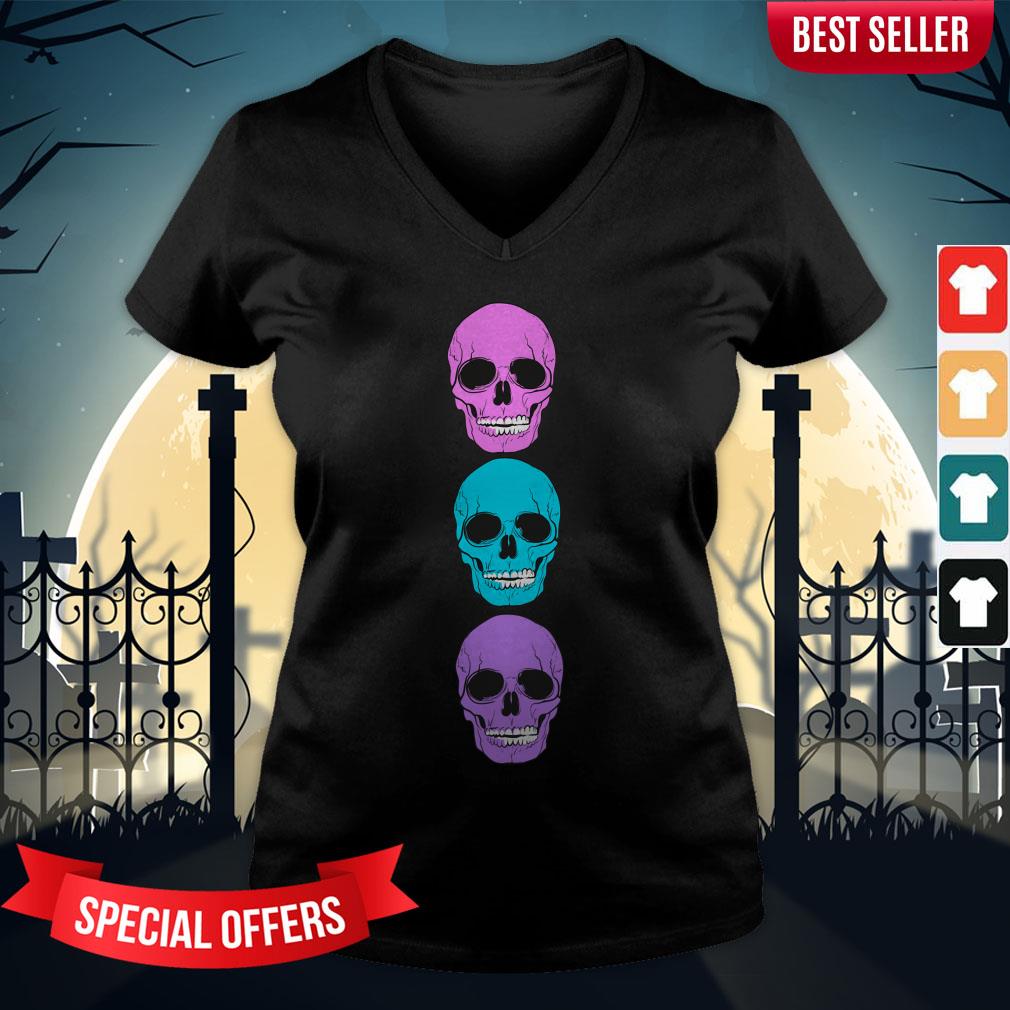 Candy Color Sugar Skulls Day Of The Dead Dia De Muertos Shirt - Image 2