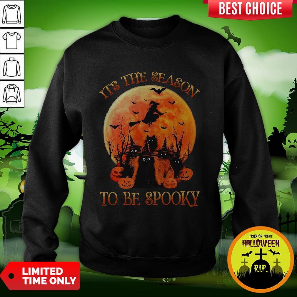 Cat It’s The Season To Be Spooky Moon Halloween Shirt - Image 4