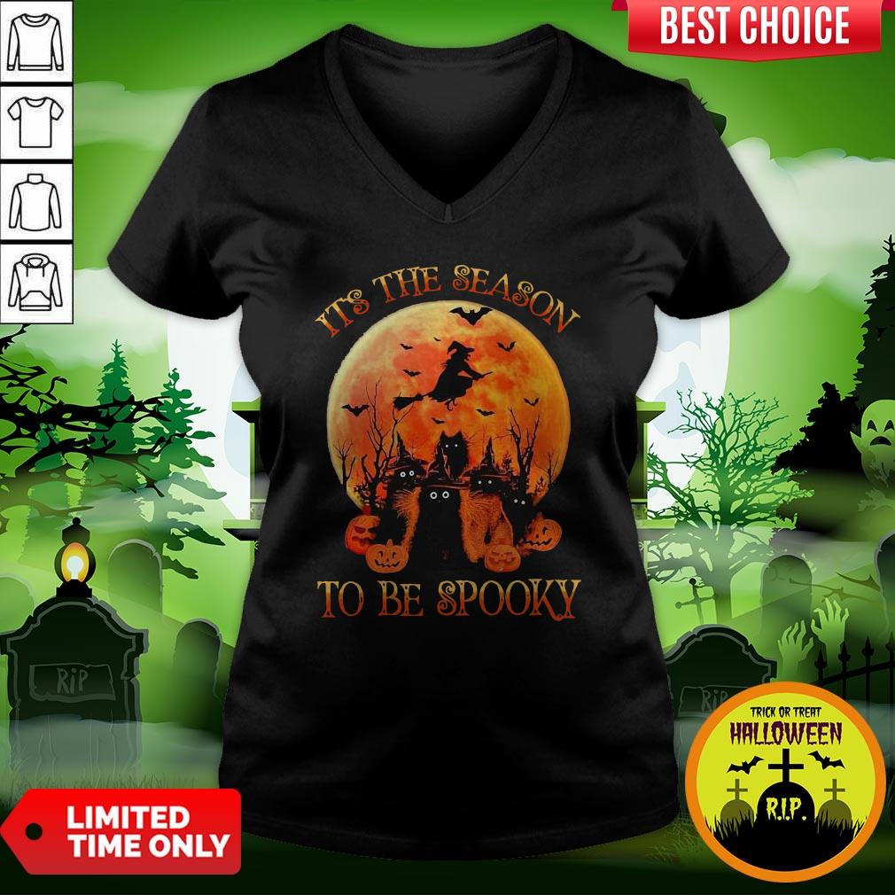 Cat It’s The Season To Be Spooky Moon Halloween Shirt - Image 2