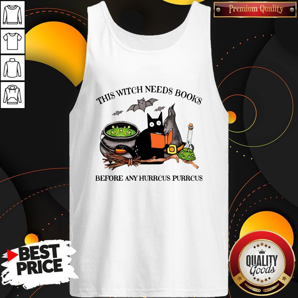 Cat This Witch Needs Books Before Any Hurrcus Purrcus Shirt - Image 3
