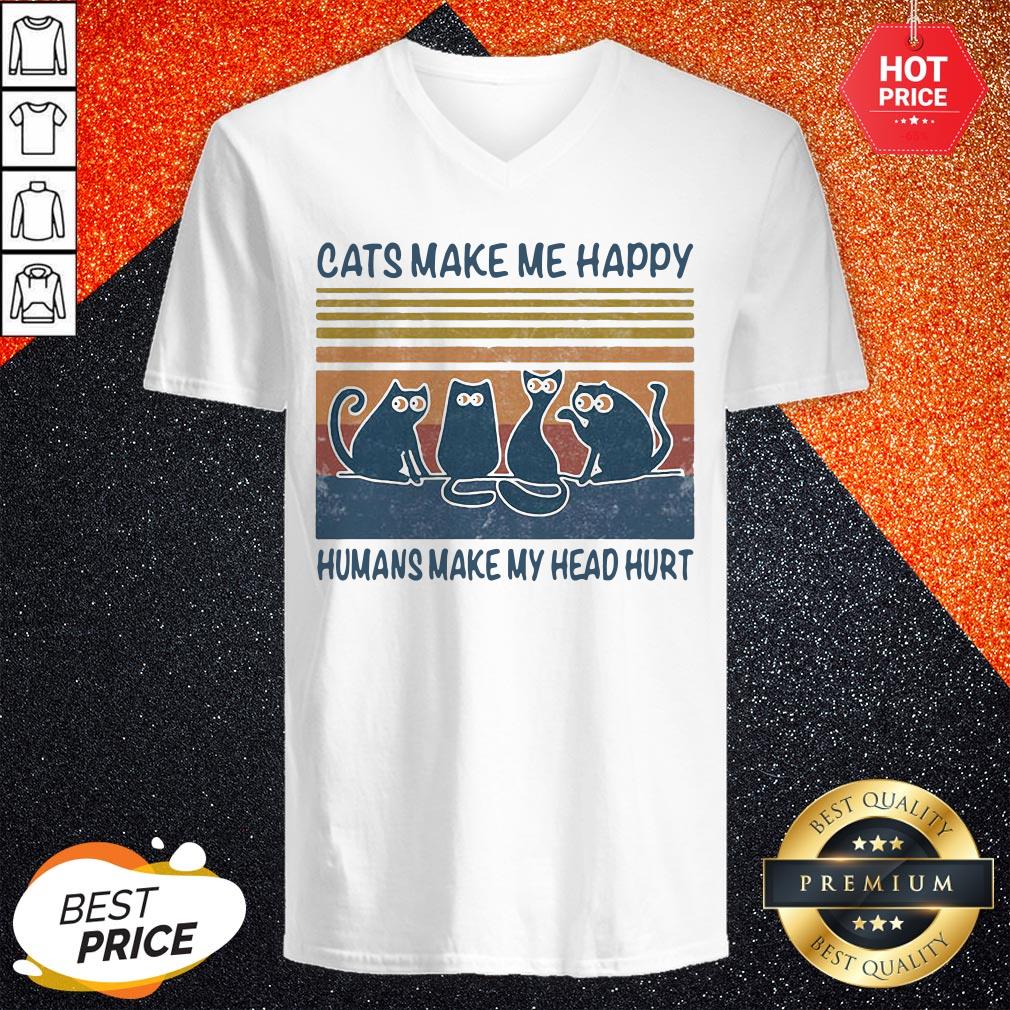 Cats Make Me Happy Humans Make My Head Hurt Vintage Shirt By T-shirt - Image 2