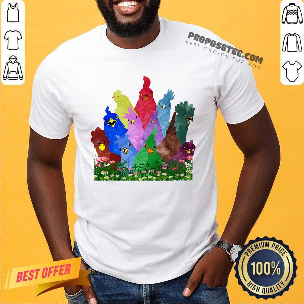 Chicken Rooster Colorful Rainbow Shirt