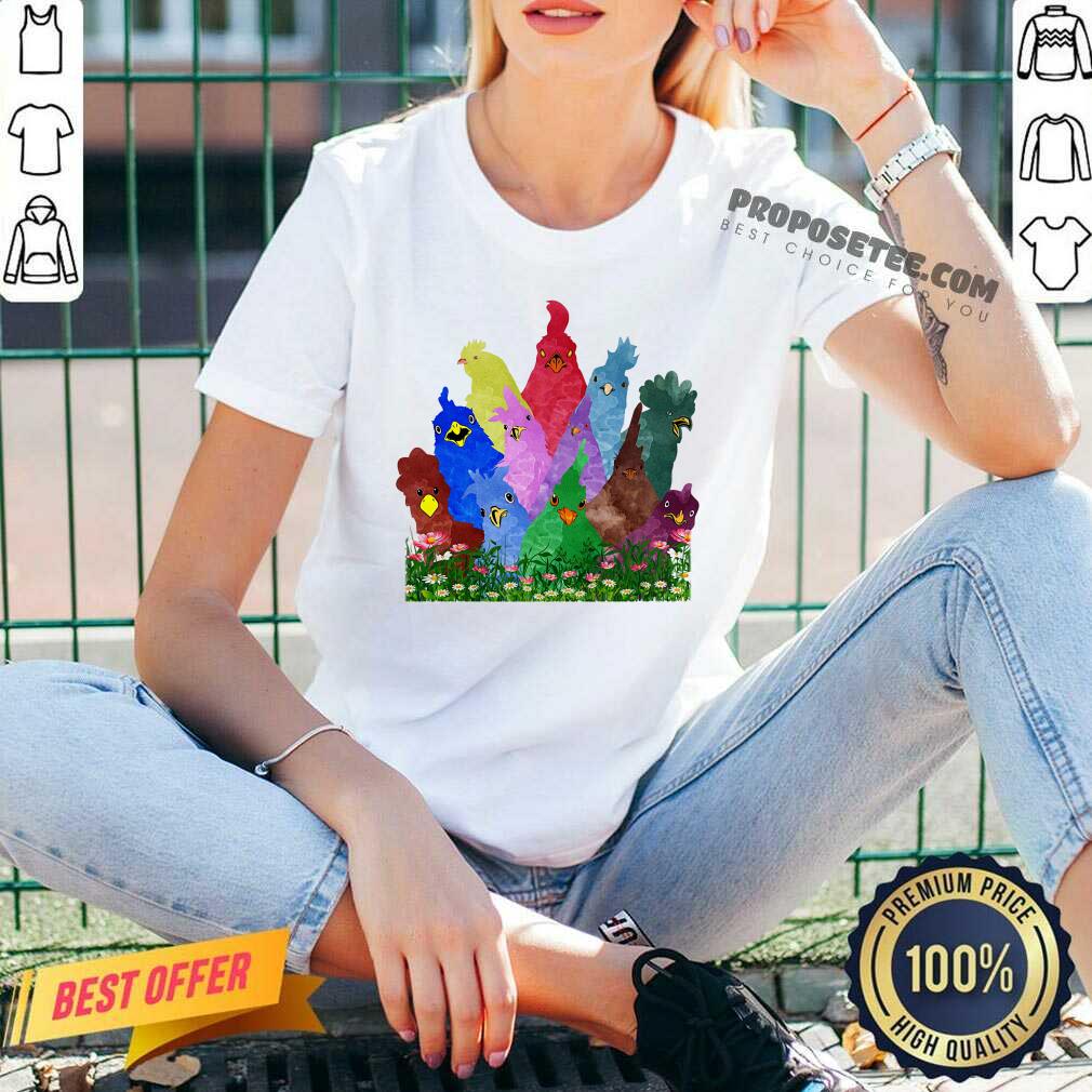 Chicken Rooster Colorful Rainbow Shirt - Image 3