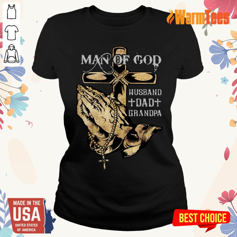 Christian Man Of God Pray Hand Husband Dad Grandpa Shirt - Image 3