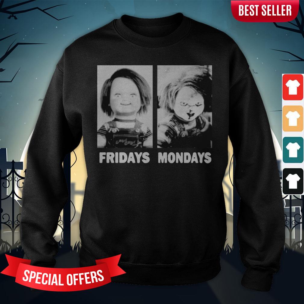 Chucky Doll Fridays And Mondays Halloween Shirt - Image 4