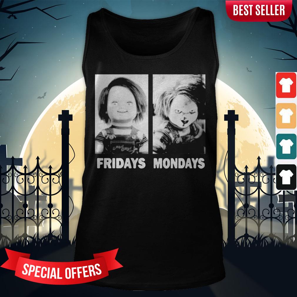 Chucky Doll Fridays And Mondays Halloween Shirt - Image 3