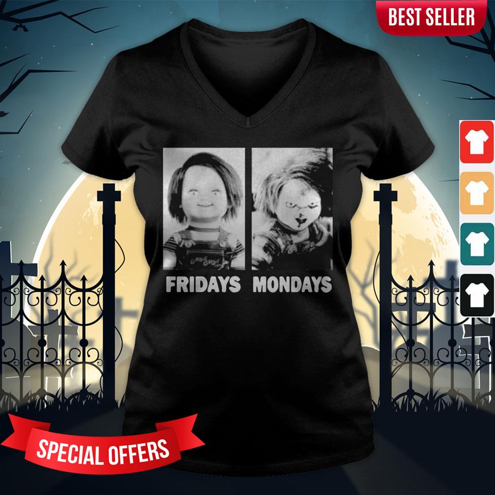 Chucky Doll Fridays And Mondays Halloween Shirt - Image 2