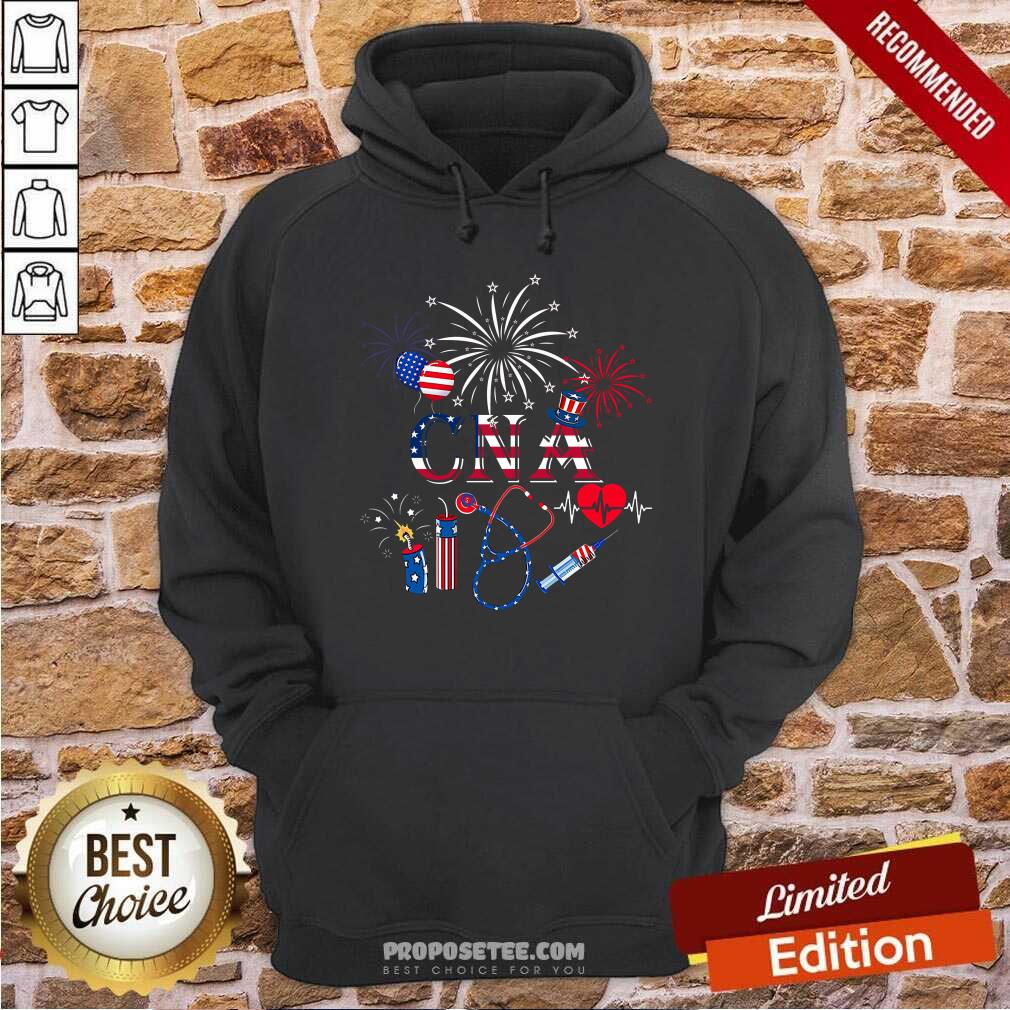 CNA Earpiece Needle Heartbeat 4th Of July Shirt - Image 2