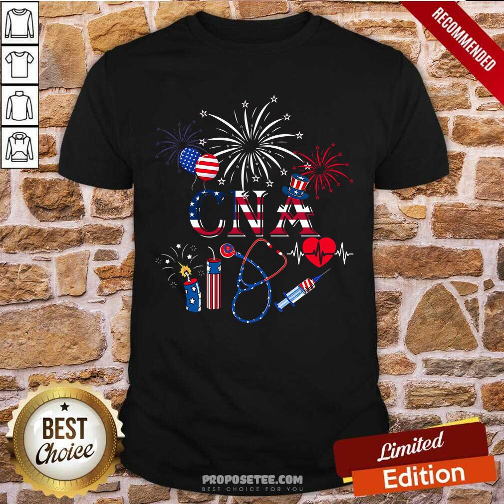 CNA Earpiece Needle Heartbeat 4th Of July Shirt
