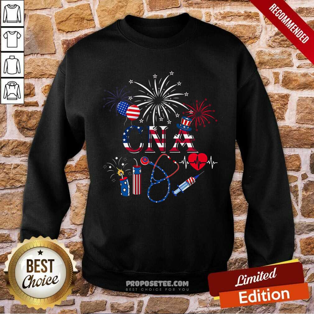 CNA Earpiece Needle Heartbeat 4th Of July Shirt - Image 5