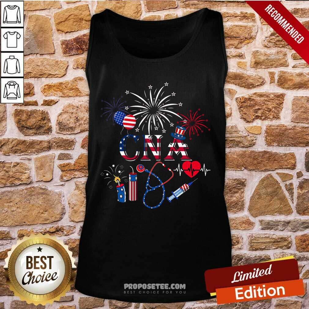 CNA Earpiece Needle Heartbeat 4th Of July Shirt - Image 4