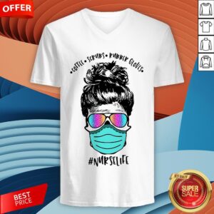Alternative view of Coffee Scrubs Rubber Gloves Mask Nurselife Shirt