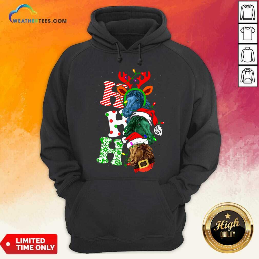 Colorful Ho Ho Ho Horses Santa Elf Reindeer Merry Christmas Light Shirt - Image 5