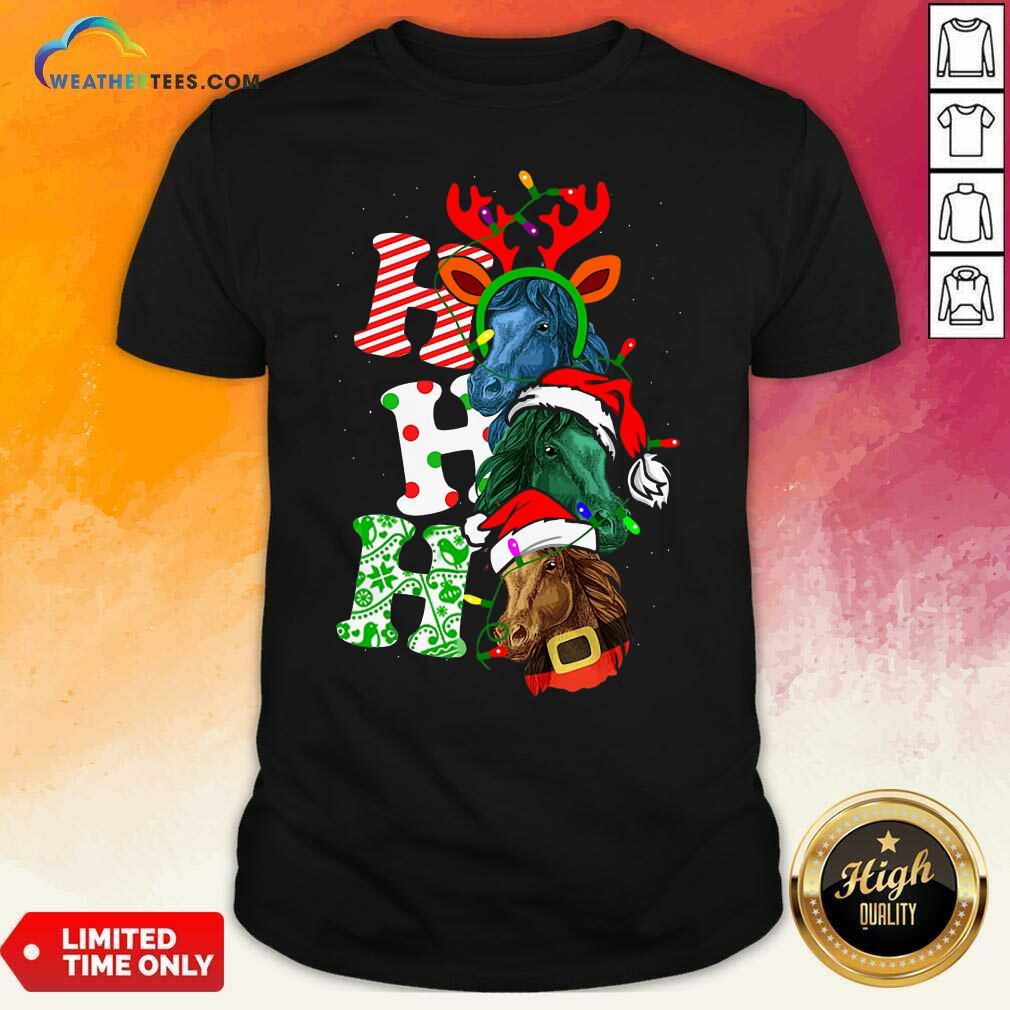 Colorful Ho Ho Ho Horses Santa Elf Reindeer Merry Christmas Light Shirt