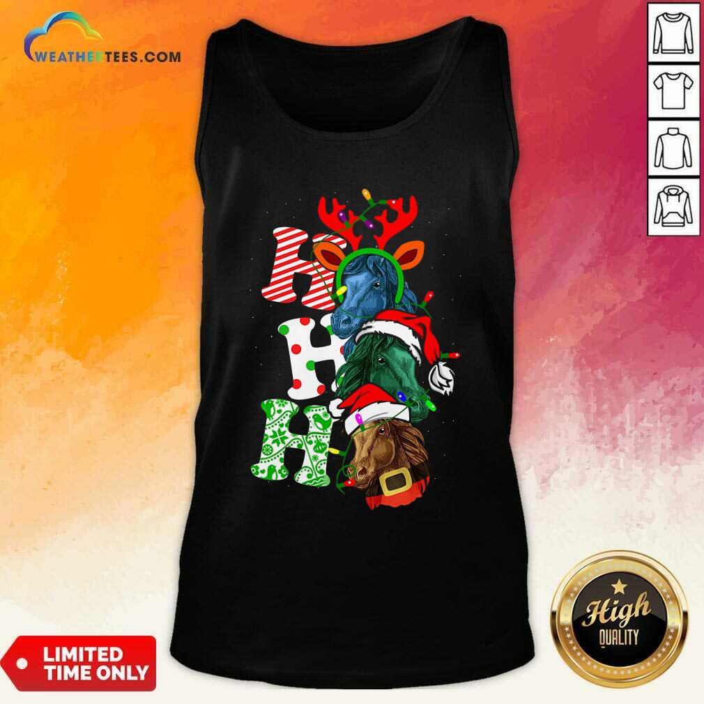 Colorful Ho Ho Ho Horses Santa Elf Reindeer Merry Christmas Light Shirt - Image 4
