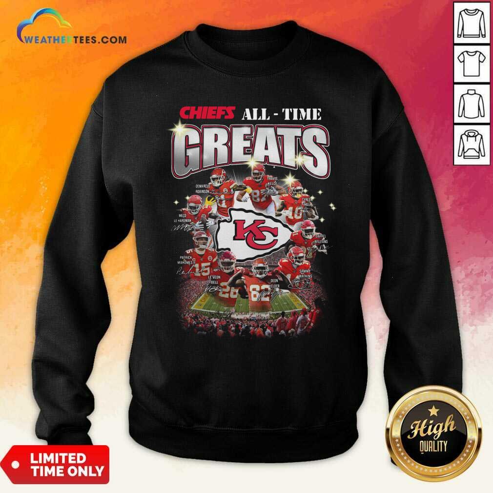 Colorful Kansas City Chiefs All Time Greats Signatures Shirt - Image 3