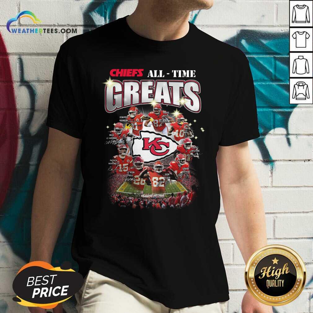 Colorful Kansas City Chiefs All Time Greats Signatures Shirt - Image 5