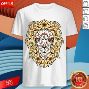 Colorful Lion Head Sugar Skull Day Of The Dead Dia De Los Muertos Shirt
