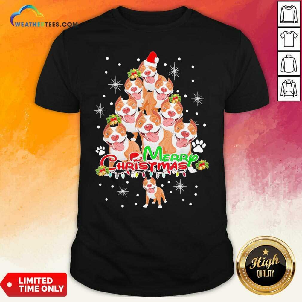 Colorful Merry Pitmas Pitbull Christmas Tree Dogs Shirt