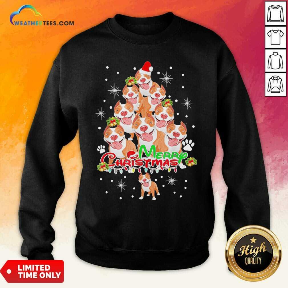 Colorful Merry Pitmas Pitbull Christmas Tree Dogs Shirt - Image 3