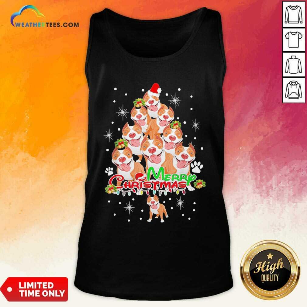Colorful Merry Pitmas Pitbull Christmas Tree Dogs Shirt - Image 2