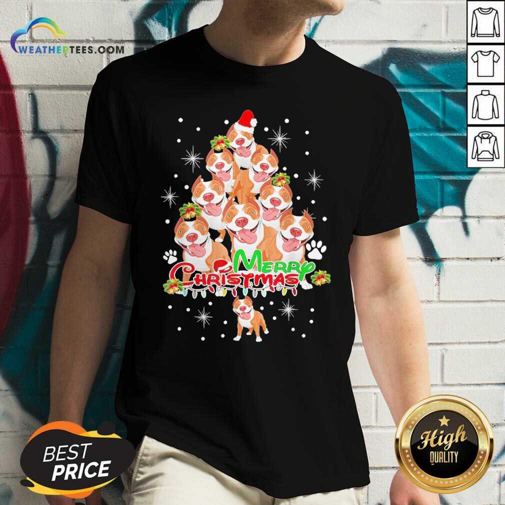 Colorful Merry Pitmas Pitbull Christmas Tree Dogs Shirt - Image 5