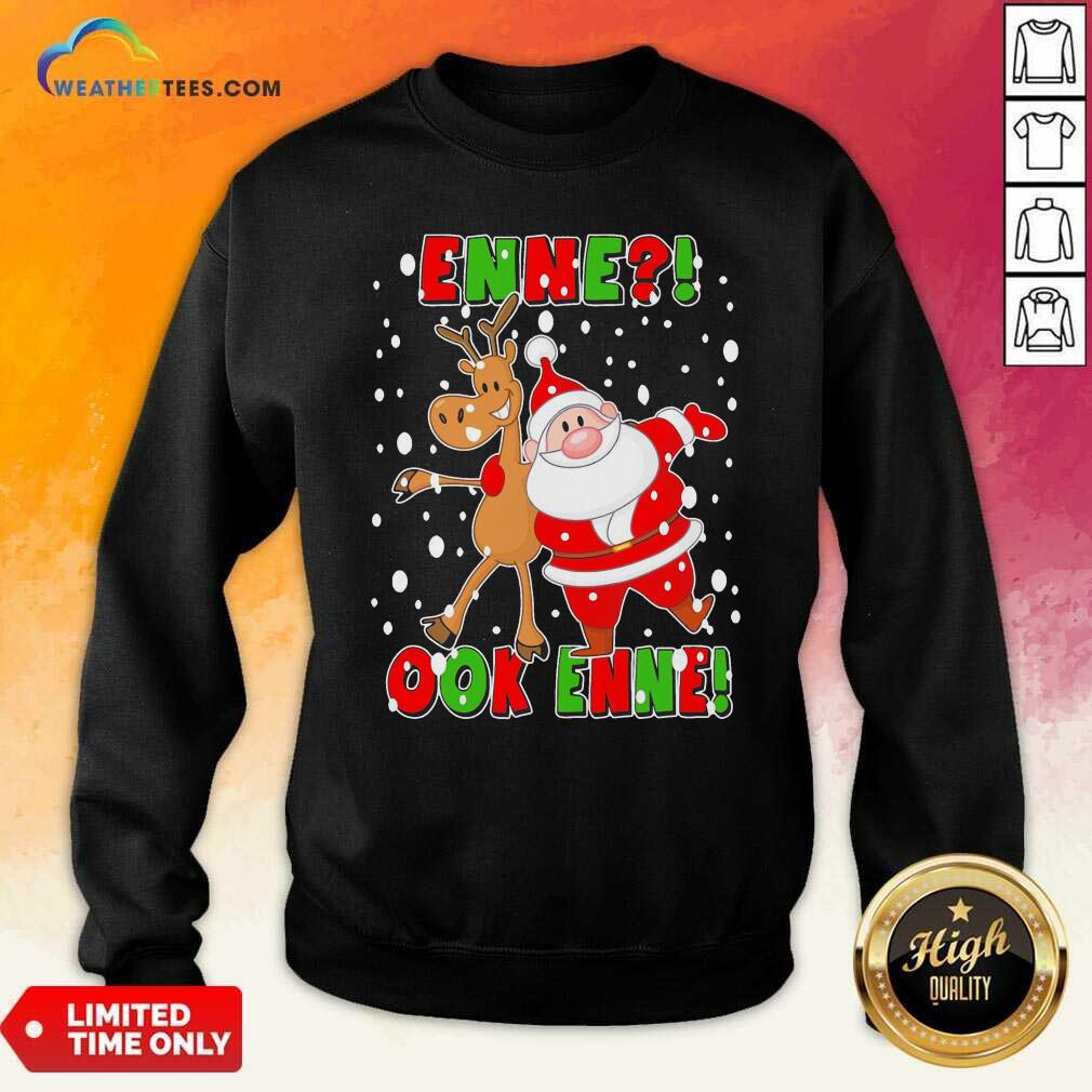 Colorful Santa Claus And Reindeer Enne Ook Enne Christmas Shirt - Image 2