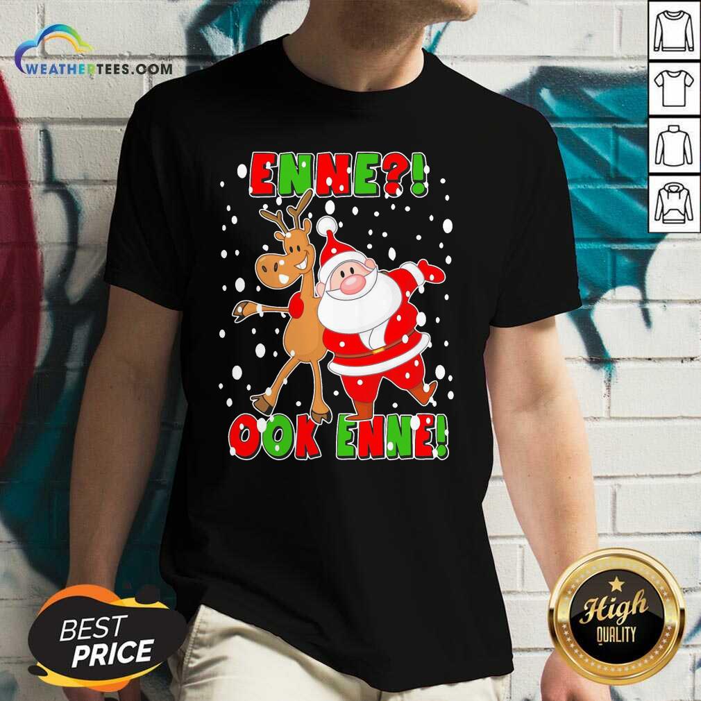Colorful Santa Claus And Reindeer Enne Ook Enne Christmas Shirt - Image 3