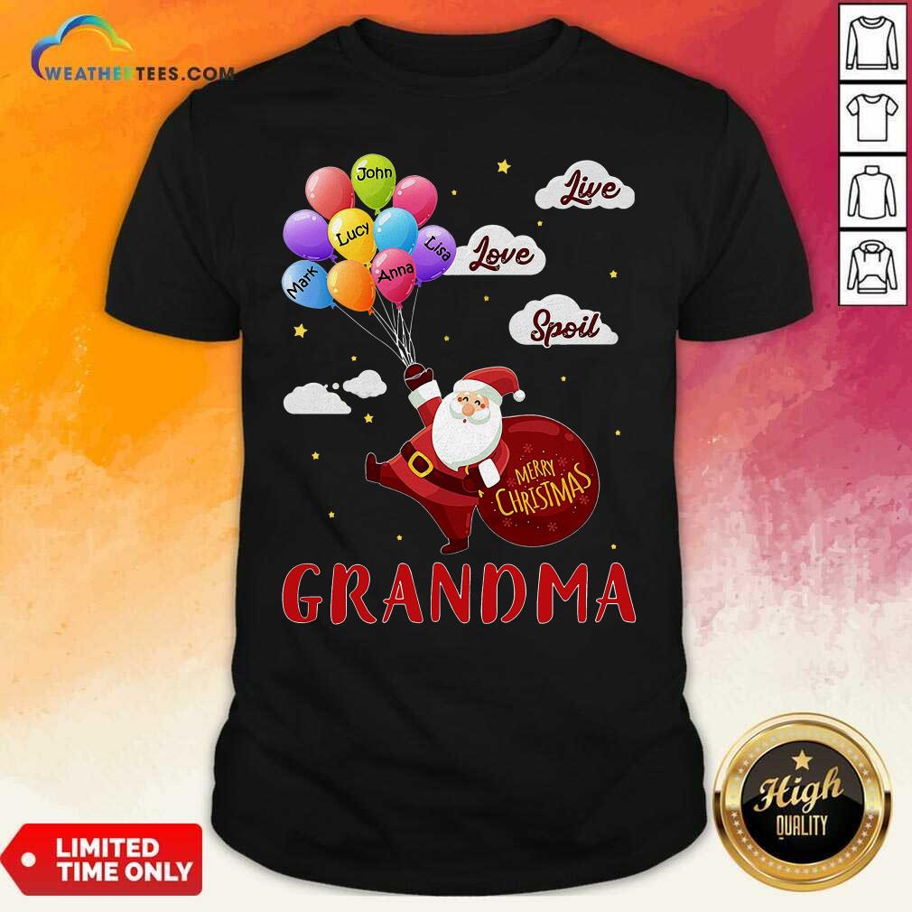 Colorful Santa Claus Merry Christmas Grandma Live Love Spoil Shirt